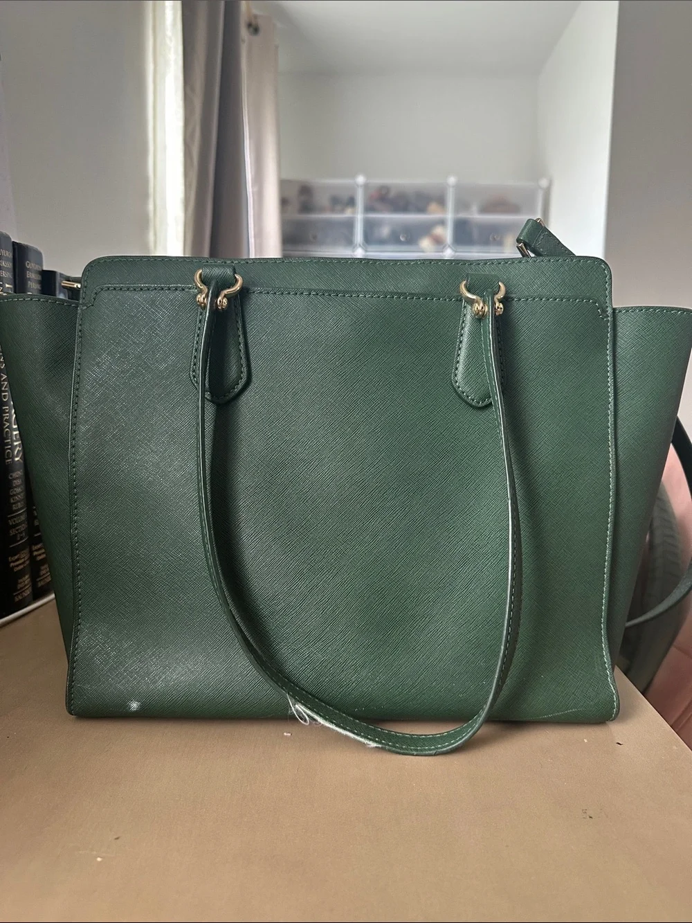 Michael Kors Green Saffiano Satchel with Gold Hardware - Picture 2 of 7